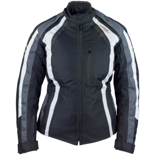 Roleff RO980 Damen Motorradjacke – Schwarz/Grau/Weiß, wasserdicht, atmungsaktiv & mit Protektoren