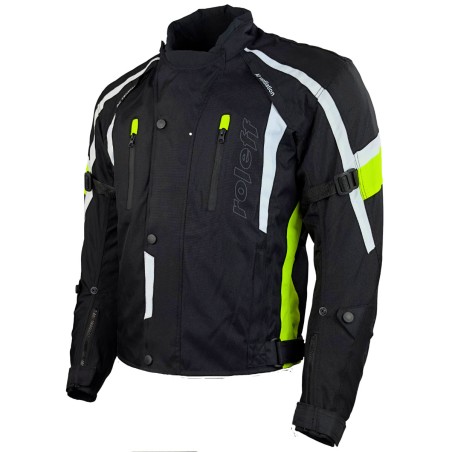 Roleff RO15043 Motorradjacke – Schwarz-Neongelb, wasserdicht, atmungsaktiv & mit Protektoren - 1