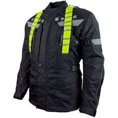 Roleff RO773 Motorradjacke – Schwarz mit abnehmbarer Neon-Weste, wasserdicht, atmungsaktiv & mit Protektoren - 1