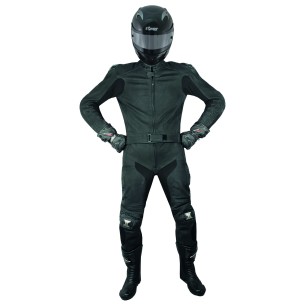 RO315 - Leder- Motorradkombi in schwarz mit Titaniumschleifern - 1