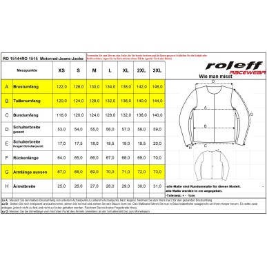 Roleff RO1514 Motorrad-Jeansjacke – Schwarz/Stonewashed, Aramidverstärkung, Protektoren & herausnehmbare Klimamembrane - 8