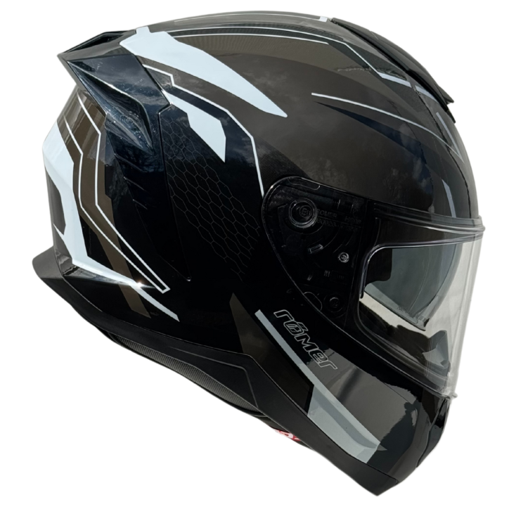 RR20172 - Römer Motorradhelm - Integralhelm mit Sonnenvisier, schwarz/grau/weiss glänzend RR20172 - Römer Motorradhelm - Integralhelm mit Sonnenvisier, schwarz/grau/weiss glänzend