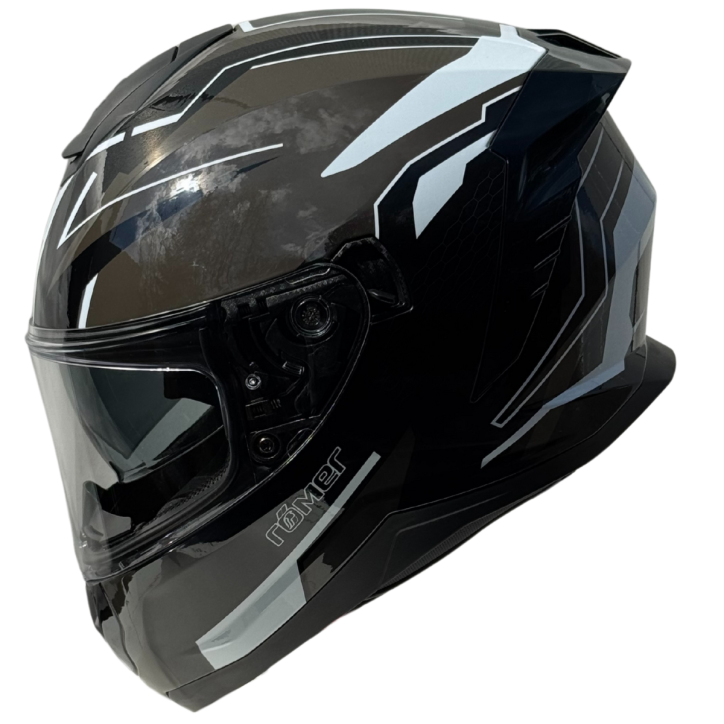 RR20172 - Römer Motorradhelm - Integralhelm mit Sonnenvisier, schwarz/grau/weiss glänzend RR20172 - Römer Motorradhelm - Integralhelm mit Sonnenvisier, schwarz/grau/weiss glänzend
