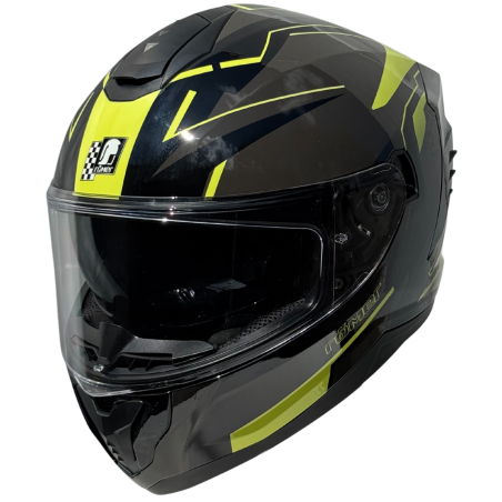 RR20173 - Römer Motorradhelm - Integralhelm mit Sonnenvisier, schwarz/grau/neongelb glänzend - 1