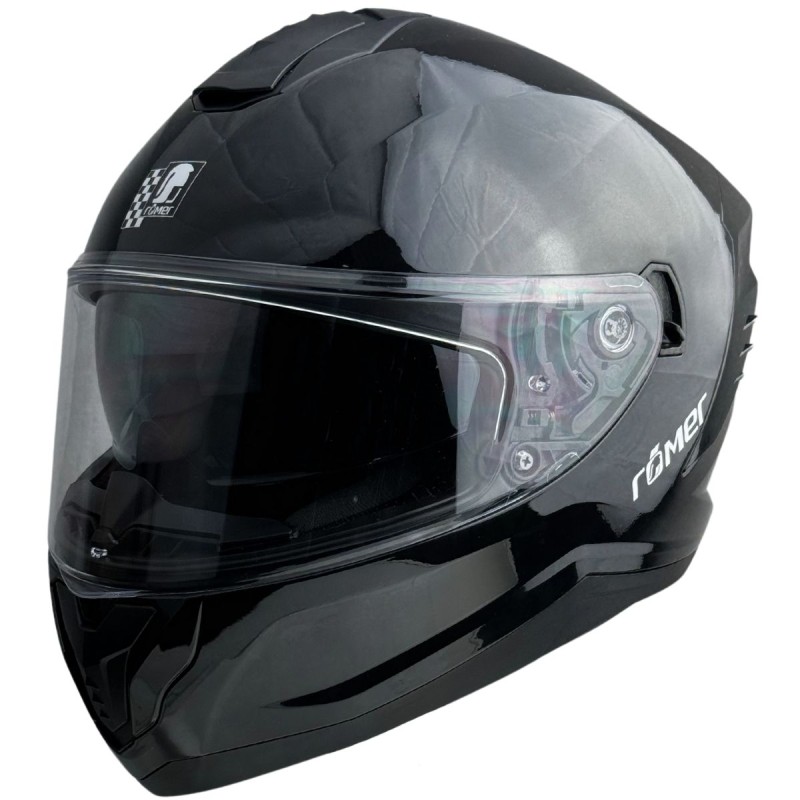 RR20171 - Römer Motorradhelm - Integralhelm mit Sonnenvisier, schwarz glanz - 1