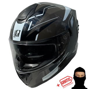 RR20172 - Römer Motorradhelm - Integralhelm mit Sonnenvisier, schwarz/grau/weiss  glänzend - 1