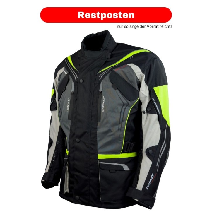 Roleff RO15113 Motorradjacke – Schwarz-Grau-Neongelb, wasserdicht, atmungsaktiv & mit Protektoren Roleff RO15113 Motorradjacke – Schwarz-Grau-Neongelb, wasserdicht, atmungsaktiv & mit Protektoren