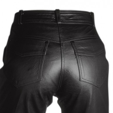 RO2 - Schwarze, klassische Lederjeans mit Taschen für Protektoren - 2