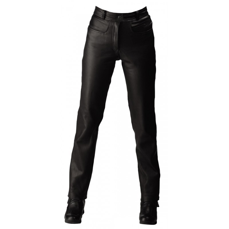 RO2 - Schwarze, klassische Lederjeans mit Taschen für Protektoren - 1