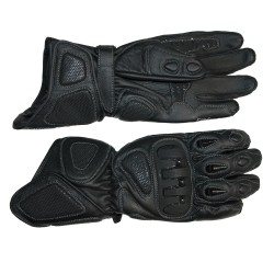 RO49 - leichter, langer Leder/Textil Motorradhandschuh mit Hartschalen - 1