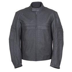 RO844 - zeitlose Motorrad Lederjacke in dezenten anthrazit - 1
