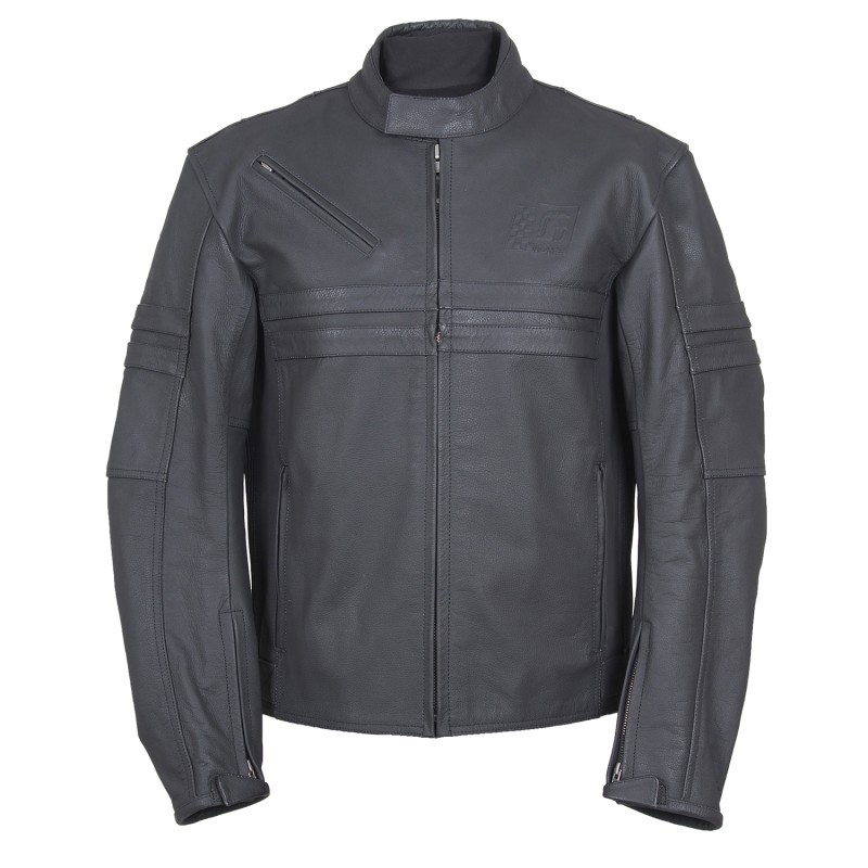 RO844 - zeitlose Motorrad Lederjacke in dezenten anthrazit - 1