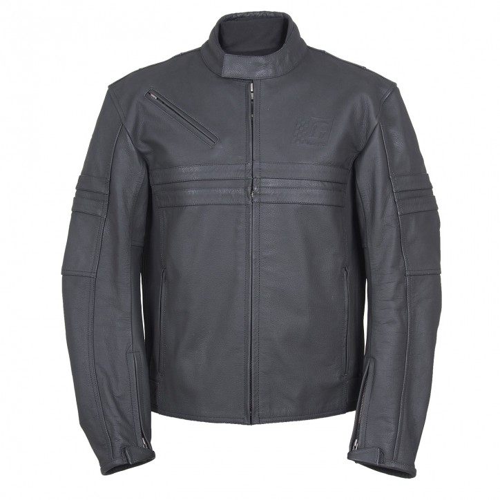 RO844 - zeitlose Motorrad Lederjacke in dezenten anthrazit