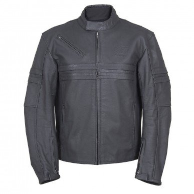 RO844 - zeitlose Motorrad Lederjacke in dezenten anthrazit - 1