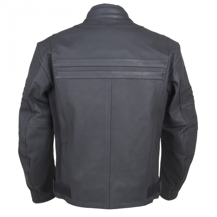 RO844 - zeitlose Motorrad Lederjacke in dezenten anthrazit