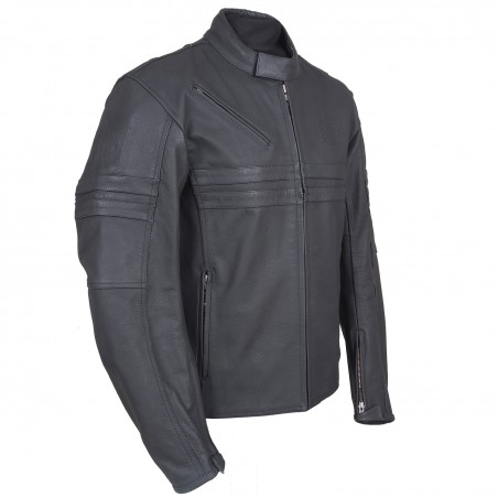 RO844 - zeitlose Motorrad Lederjacke in dezenten anthrazit