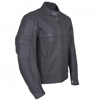 RO844 - zeitlose Motorrad Lederjacke in dezenten anthrazit - 2