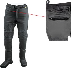 RO16 - Stiefel- Motorradhose aus hochwertigem Rind-Nappaleder und kompletter Sicherheitsausstattung