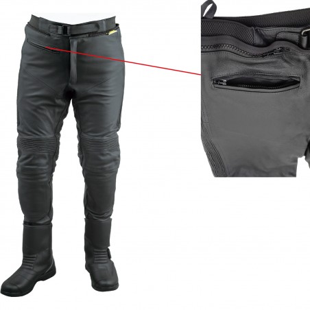 RO16 - Stiefel- Motorradhose aus hochwertigem Rind-Nappaleder und kompletter Sicherheitsausstattung